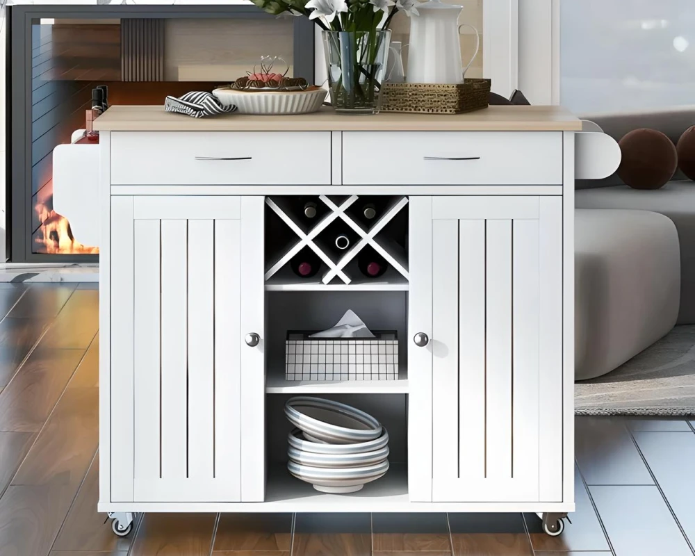narrow kitchen island with storage