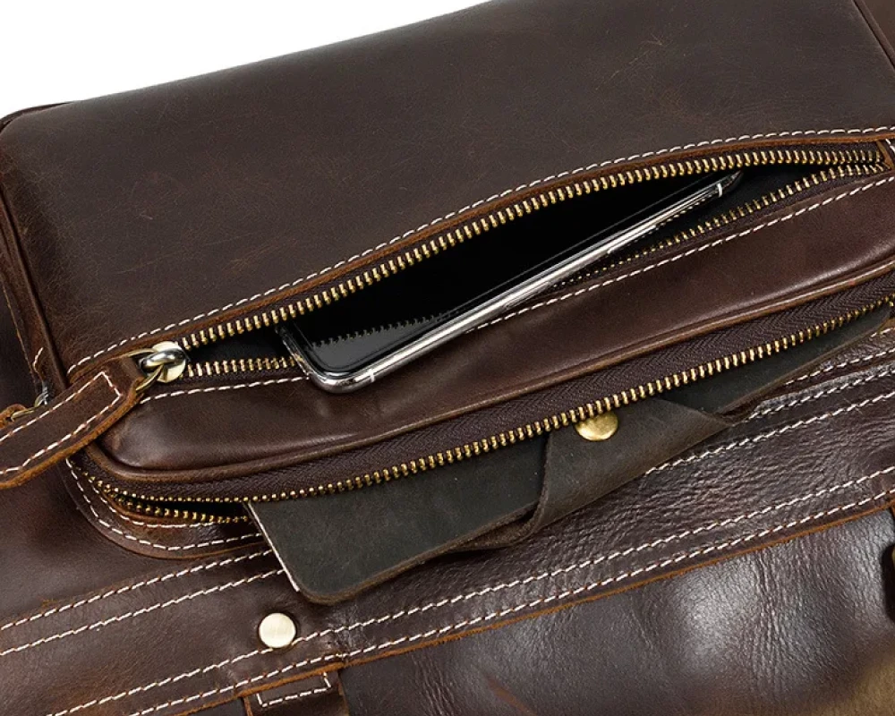 leather carry on duffel